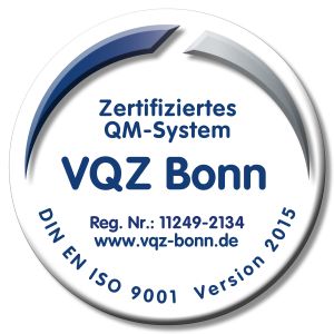 VQZ Logo Zertifizierung für Moser med. techn. Handel GmbH ISO 9001