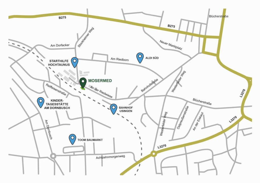 Anfahrtsskizze Anfahrtsplan für Moser med. techn. Handel GmbH